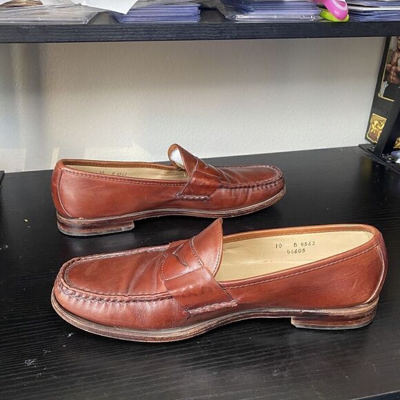 Allen Edmonds Hanover Brown Leather Moc Toe Penny Loafer Dress Shoe Mens US 10 B - Picture 9 of 12